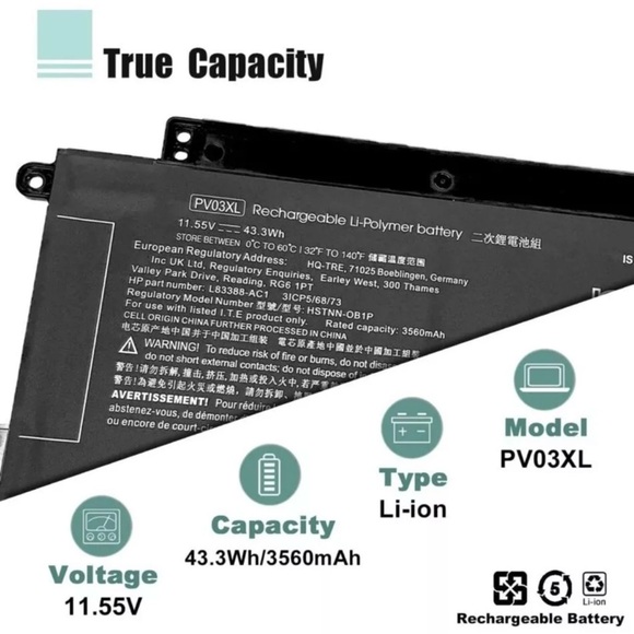 PV03XL PP03XL Battery for HP Pavilion x360 14M-DW 14-DV 14-DW 13-BB 14-DK 15-EH - Picture 3 of 10